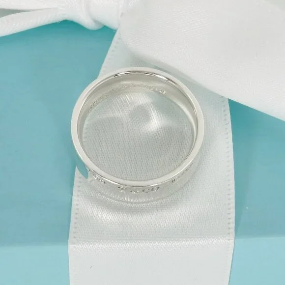 Size 6.5 Tiffany & Co 1837 Ring Concave Wide Band in Sterling Silver